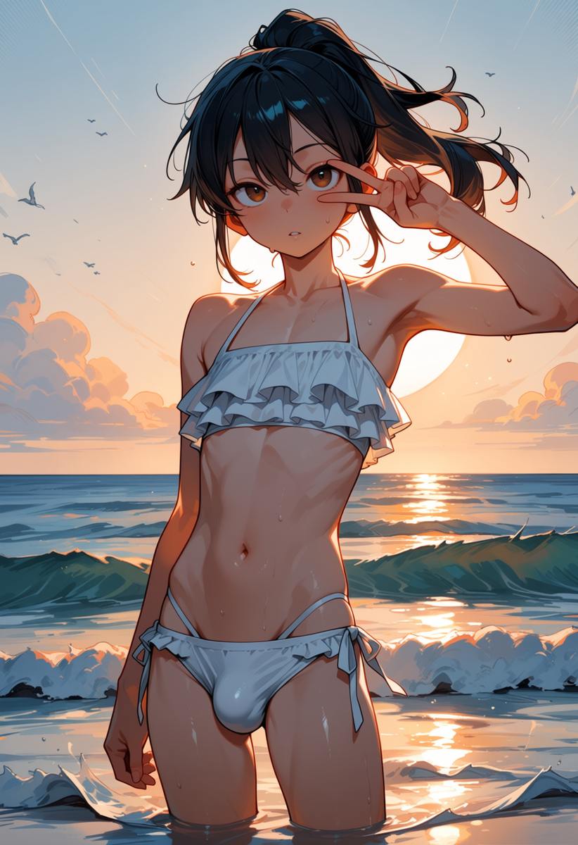 ka2i's tweet photo. #AIイラスト #男の娘 #女装 #ポニーテール #ビキニ #Anima (1/1) https://t.co/9E5iYfuWCU