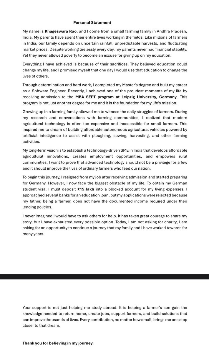 ChapaKhagesh's tweet photo. 🇩🇪🎓 I need your support to fulfill my dream
Every contribution, big or small, will bring me one step closer to my dream. If you’re unable to donate, please help
❤️ Support my fundraiser: https://t.co/3jn5HCpu1h
#SupportEducation #BlockedAccount #Milap #Crowdfunding #DreamBig https://t.co/ZH2t6PYNim