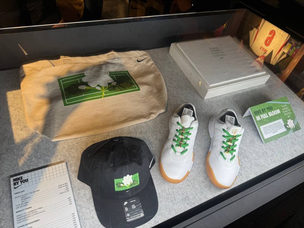 philstarlife's tweet photo. A closer look at the newest additions to Nike By You: In Full Bloom, inspired by Alex Eala's journey and the sampaguita, the Philippines' national flower.

The expanded collection includes a new T-shirt featuring Eala's own words, "Kapag lumago, hindi na hihinto," alongside custom sneakers, a cap, and a tote bag.