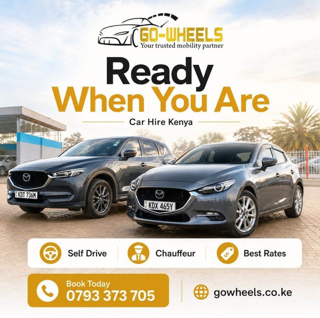 Bab__Jay's tweet photo. Monday  greetings.🌅
Polite reminder:  Go-Wheels has a wide range of clean, well-maintained cars ready for hire:
🚗 Small cars
🚘 Sedans
🛻 SUVs &amp; Utility vehicles
Call: 0723 630 231 / 0793 373 705
🌐 https://t.co/QESbOGRiYn | ✉️ info@gowheels.co.ke
📍 Northern Bypass https://t.co/rsuTbhgI9A