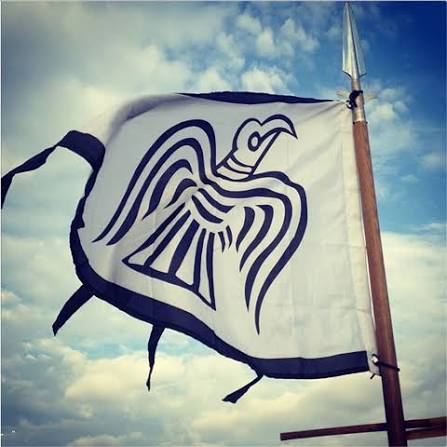 Kaustos's tweet photo. @ayeejuju The Raven Banner bares a curse: it brings victory to the army, but guarantees the death of the man who carries it. https://t.co/fbPHuPpzzN