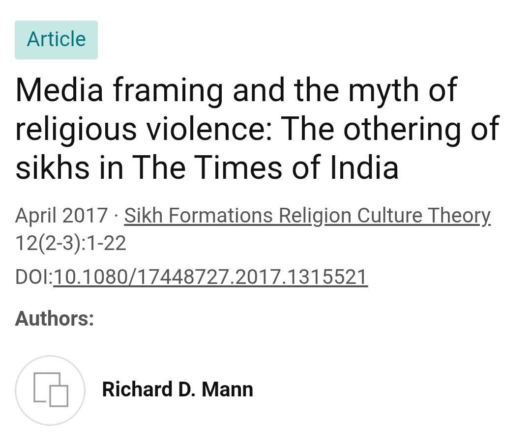 Sikhpioneers74's tweet photo. In the 1980's , Times of India framed Sikhs  in such a manner as to generate a stereotype of Sikhs as inherently violent, pre-modern and dangerous to the Indian state. Indian press and electronic media is Completely Anti sikh 😡😡😡 https://t.co/6ulrsqHlWf