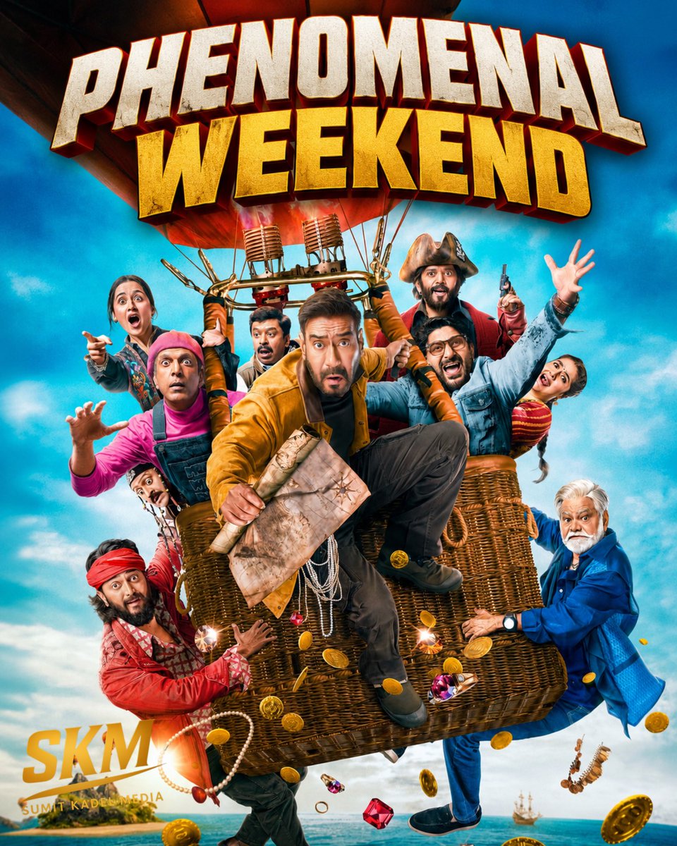 SumitkadeI's tweet photo. #Dhamaal4 registers a PHENOMENAL WEEKEND at the box office! After a fantastic jump on Saturday, the film witnessed another big surge on Sunday. Strong family audience patronage drove superb footfalls across both A centres and B centres.

The film has already secured a HIT verdict. Now, the size of its success will depend on how well it holds through the weekdays.

Day 1: ₹15.50 Cr
Day 2: ₹23.31 Cr
Day 3: ₹28.40 Cr

Weekend: ₹67.21 Cr Nett 

#AjayDevgn #TSeries #BhushanKumar #D4