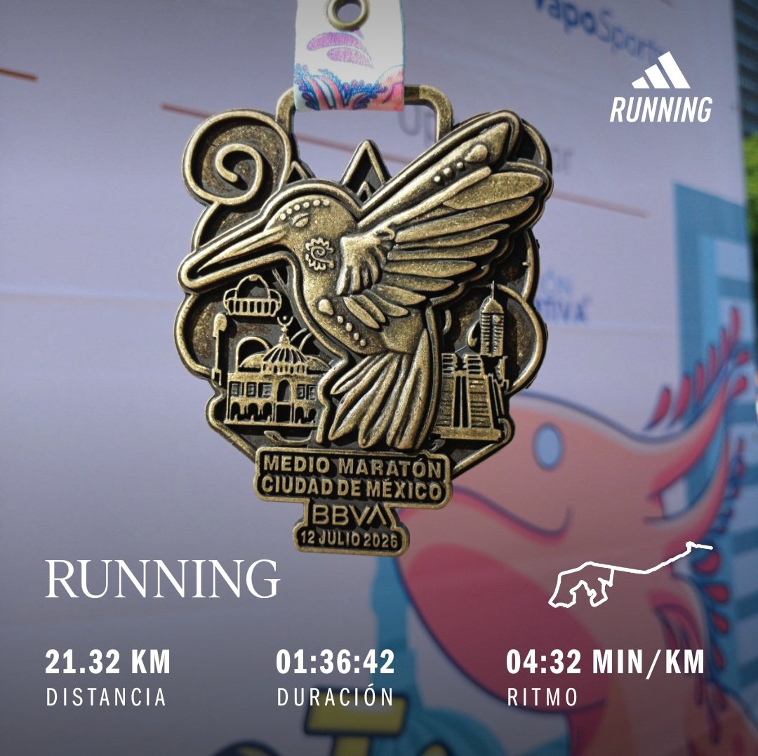 juliobikerun555's tweet photo. A pesar de la ruta desafiante, este #MedioMaraton se disfrutó. Logrado el #21K  #MedioMaratonCDMXBBVA 🟣🏃💨 #21KCDMXBBVA #MedioMaratonCDMX #21KCDMX @21KCDMX  @logrartusmetas @SumandoKMx @yoelegicorrer1 @MeEncantaCorrer @Comunirunners @ManicomioRunner @CanalRunning @CorroAMiPaso https://t.co/eNiUeBQx9M