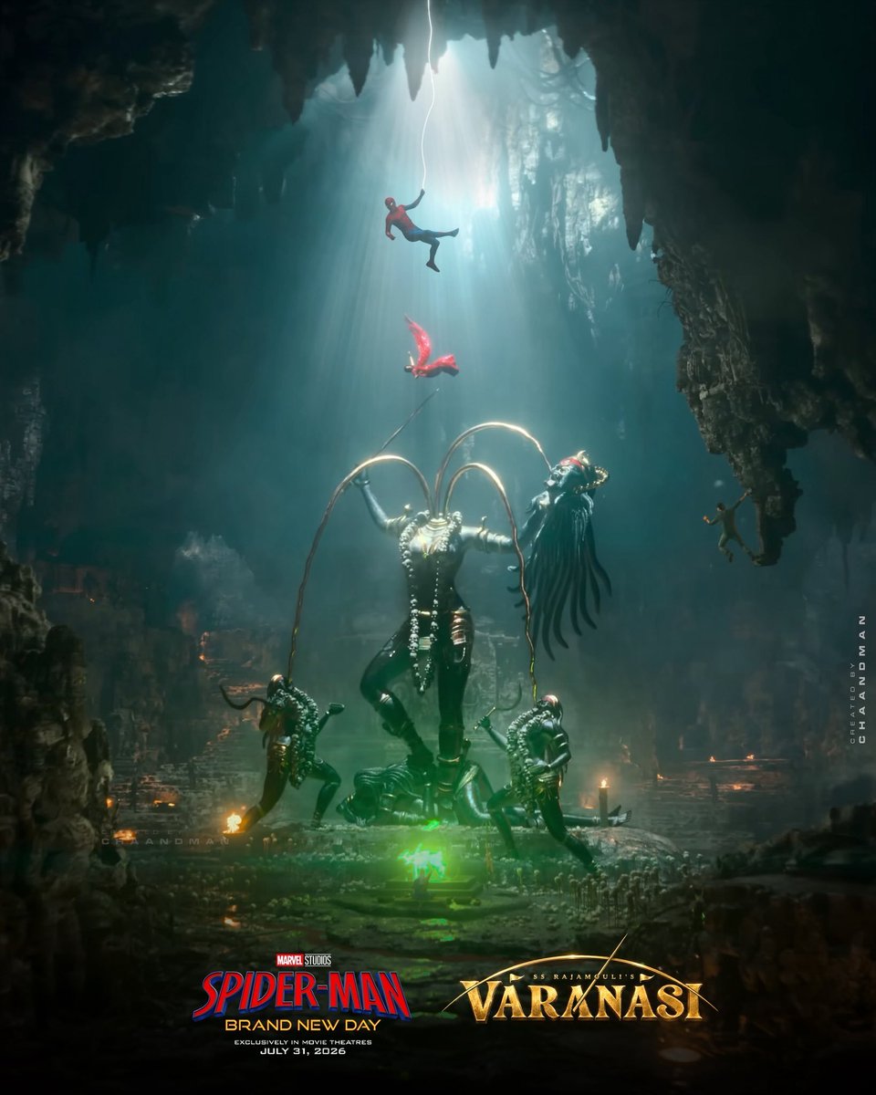 StarSightMediaa's tweet photo. SpiderMan in Varanasi?! 😱🔥
From New York webs to holy ghats & epic battles - this fan made Varanasi x Spiderman crossover is pure fire!
Drop your face 👇
#Varanasi #SpiserMan #SSRajamouli #MaheshBabu https://t.co/Ck57daHvlk