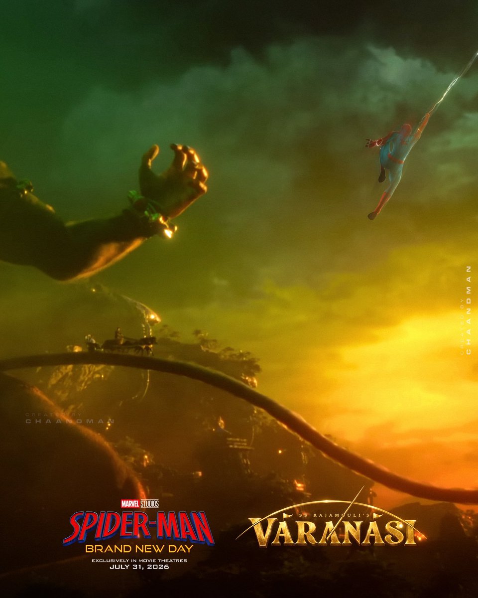 StarSightMediaa's tweet photo. SpiderMan in Varanasi?! 😱🔥
From New York webs to holy ghats & epic battles - this fan made Varanasi x Spiderman crossover is pure fire!
Drop your face 👇
#Varanasi #SpiserMan #SSRajamouli #MaheshBabu https://t.co/Ck57daHvlk