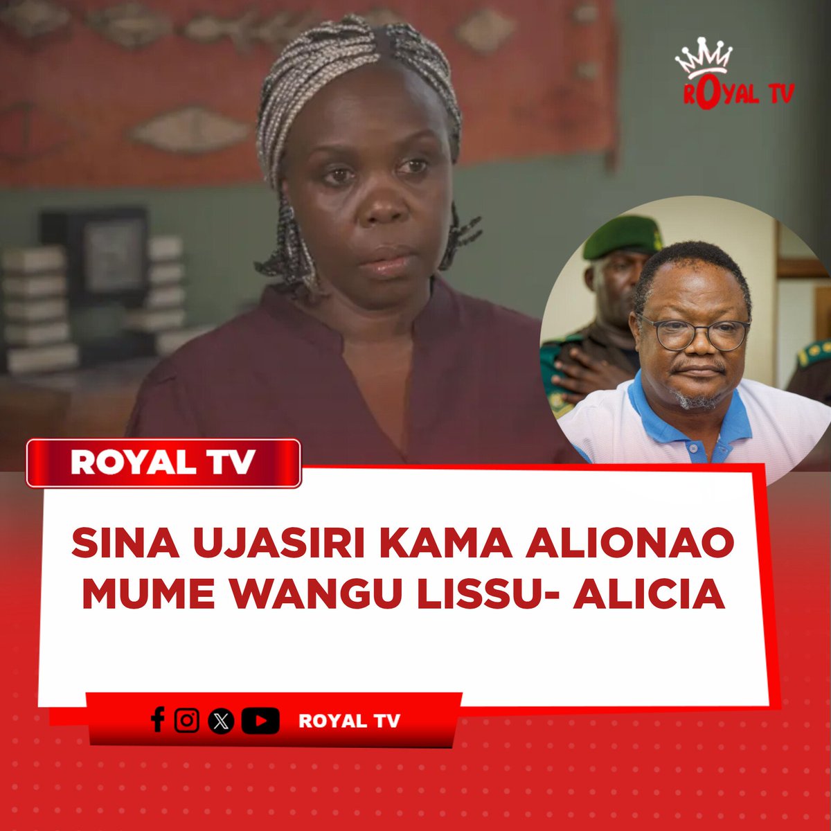 royalmediatz's tweet photo. Alicia Lissu amesema hajazungumza wala kumuona mumewe, Tundu Lissu, kwa takribani mwaka mmoja tangu akamatwe mwezi Aprili 2025 na kushtakiwa kwa uhaini. Akiwa uhamishoni nchini Ubelgiji, amesema amekuwa akifuatilia mwenendo wa kesi kupitia mawakili, ndugu na taarifa za mtandaoni huku akieleza miezi ya mwanzo ilikuwa ya hofu na msongo mkubwa.

Lissu alikamatwa wakati wa kampeni ya CHADEMA ya "Hakuna Mageuzi, Hakuna Uchaguzi". Anakabiliwa na shtaka la uhaini lisilo na dhamana na ambalo linaweza kupelekea adhabu ya kifo. Serikali imeendelea kusisitiza kuwa hakuna aliye juu ya sheria na kwamba haiwezi kuzungumzia kesi hiyo kwa kuwa ipo mahakamani.

Alicia amesema baada ya kukamatwa kwa mumewe hakurejea Tanzania bali alikwenda Marekani kuwa karibu na watoto wao, akieleza jukumu lake kubwa limekuwa kuwafariji na kuwahakikishia kuwa baba yao alipigania kile alichoamini kuwa ni sahihi, huku akibeba pia jukumu lote la kifamilia na kifedha.

Akisimulia historia yao, Alicia amesema alimfahamu Lissu tangu walipokuwa wanafunzi wa sheria katika Chuo Kikuu cha Dar es Salaam, ambako alivutiwa na ujasiri wake wa kupigania haki. Alisema tangu wakati huo alitambua kuwa siasa zingekuwa sehemu muhimu ya maisha yao ya ndoa.

Kwa mujibu wa Alicia, changamoto ziliongezeka baada ya Lissu kuwa mbunge mwaka 2010 na hasa kuanzia mwaka 2015, alipokuwa akikamatwa mara kwa mara kwa makosa mbalimbali ya kisiasa. Amesema mwaka 2016 ulitawaliwa na safari za polisi na mahakamani, huku mwaka 2017 familia ikihofia usalama wake kutokana na madai ya kufuatiliwa.

Alicia pia alikumbuka tukio la Septemba 7, 2017, ambapo Lissu alipigwa risasi 16 mjini Dodoma. Alisema baada ya matibabu nchini Kenya, Lissu alihamishiwa Ubelgiji kwa matibabu ya muda mrefu, huku akisisitiza kuwa familia bado inaumizwa na kutokukamilika kwa uchunguzi wa tukio hilo.

Baada ya kurejea Tanzania mwaka 2023 kwa matumaini ya kuchangia maridhiano ya kisiasa, Lissu alikamatwa tena mwaka 2025 na sasa anakabiliwa na kesi ya uhaini. Alicia amesema, licha ya yote yaliyotokea, anaendelea kumwona mumewe kama mtu asiyeogopa kusimamia kile anachoamini ni haki, huku serikali ikikataa kutoa maoni kwa BBC baada ya kutofikiwa makubaliano kuhusu namna ya kufanya mahojiano.