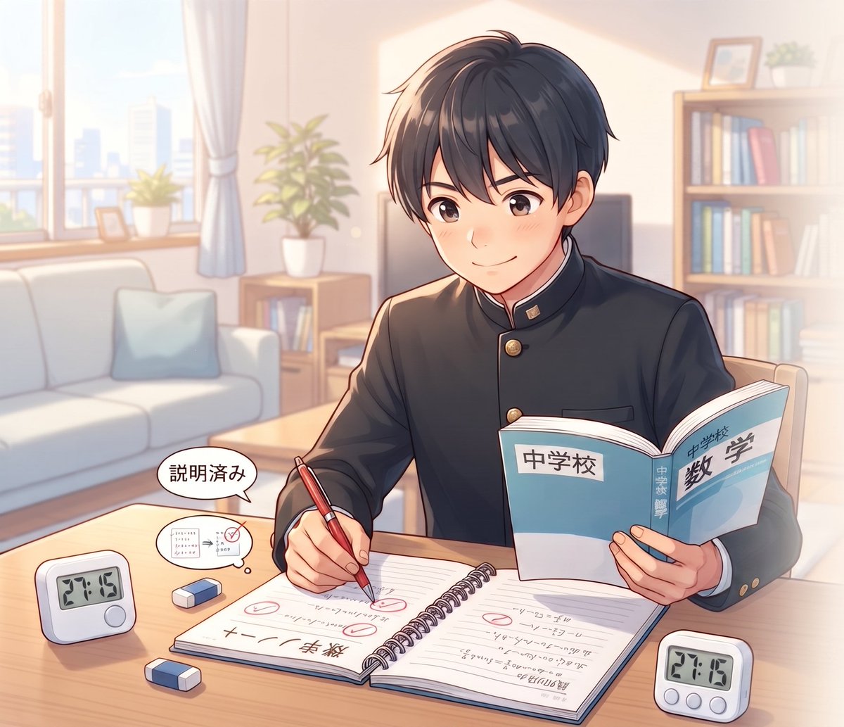strat_hiroshi's tweet photo. 朝の投稿で『数学でわからない…』の悩み、たくさん共感いただきありがとうございます。
実際に私が教室長時代に指導した中で効果が高かった教
科書だけ1科目30分自学自習術を具体的に紹介します。

実践手順（毎日1単元）
1⃣教科書の該当ページを１度読む
2⃣残り15分で教科書の問題を解く（答え合わせはすぐ）
3⃣間違えた問題だけ赤ペンで○付けしながらもう一度確認

これをコツコツ続けた中3男子は、偏差値42 → 50まで上がりました。 
塾なしで教科書だけでここまで変わります。
「お子さんに試してみたい」と思った親御さん、どの学年ですか？」
#中学生 #数学自学自習 #教科書だけで偏差値アップ