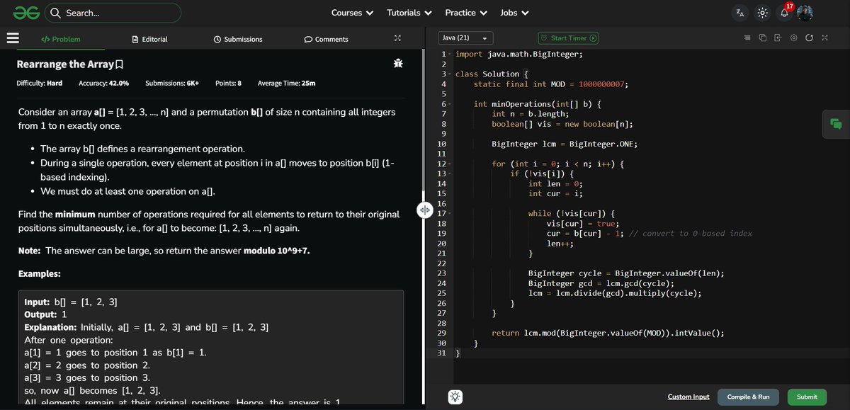amanhaidry's tweet photo. 🗓️Day-355 of #365DaysOfCode 🎯

✅ @geeksforgeeks
#POTD: Rearrange the Array

✅ @LeetCode
#DCC: Sequential Digits

#365DaysOfDSA #geeksforgeeks #gfg #leetcode #365DaysOfcoding #Java #DataStructuresAndAlgorithms #DSA #ProblemSolving #CodingJourney https://t.co/RvBJpCnika
