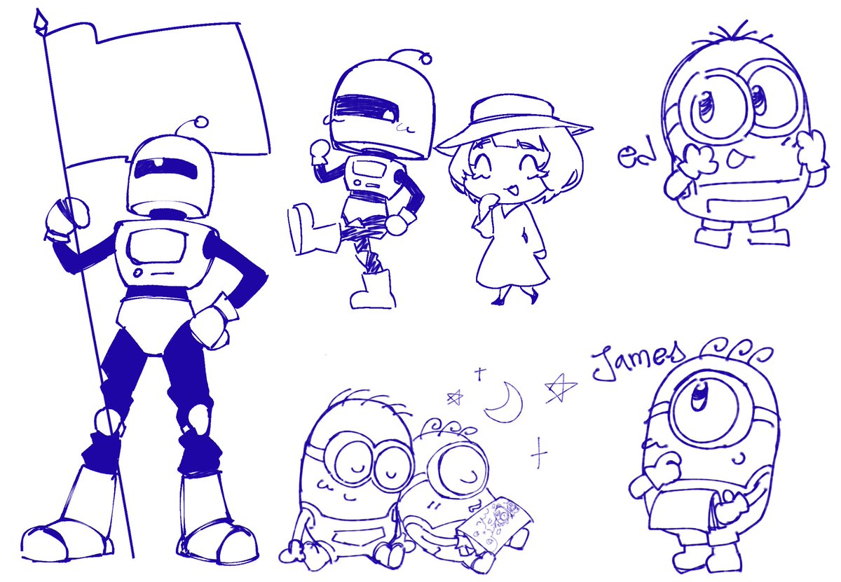 WALL_Esuperfan's tweet photo. #Minionsandmonsters doodles!! I'm coloring James and Henry rn https://t.co/oxYjPp2Iis