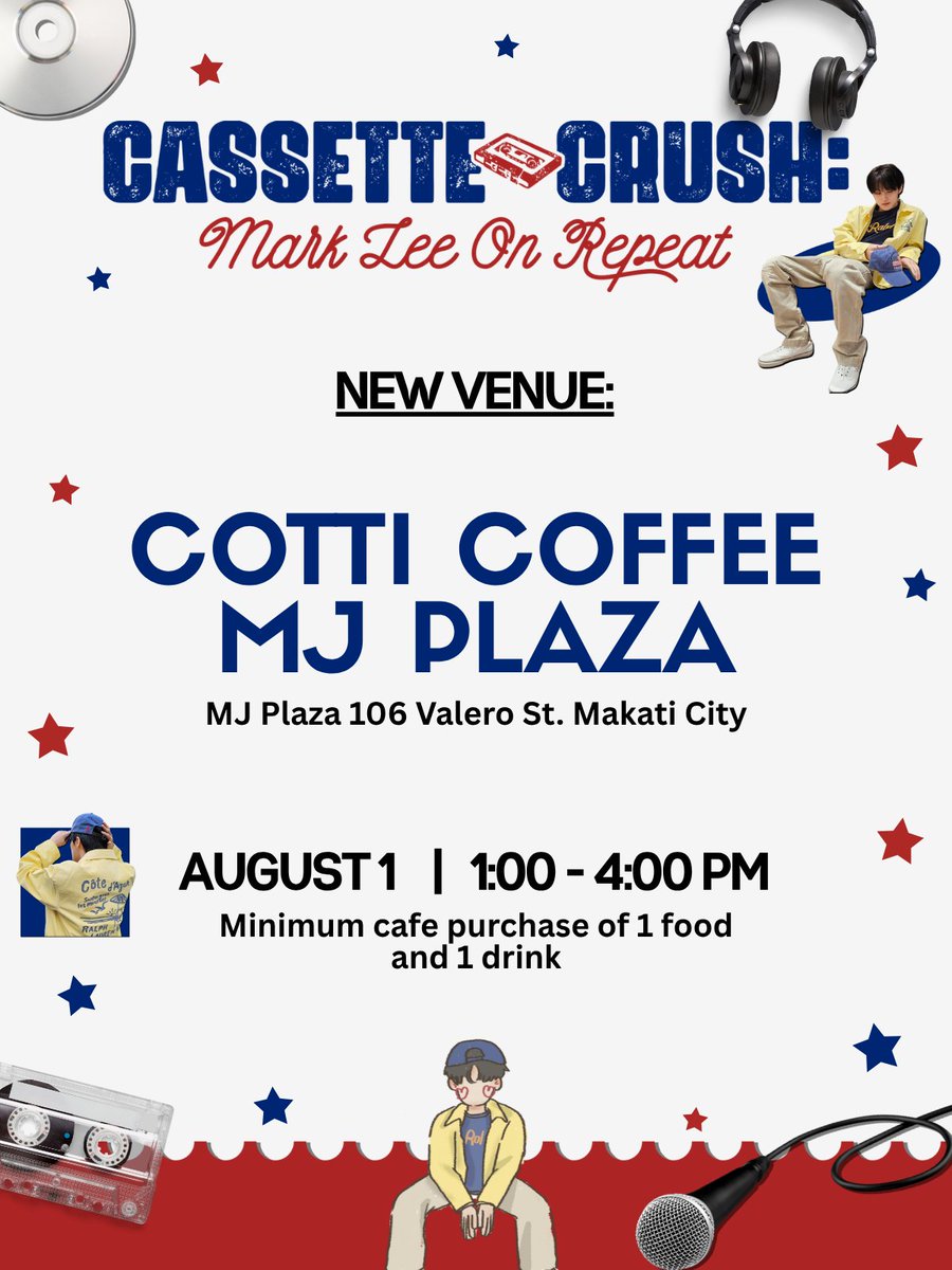 onrepeatmark's tweet photo. 𝗖𝗮𝘀𝘀𝗲𝘁𝘁𝗲 𝗖𝗿𝘂𝘀𝗵: 𝗠𝗮𝗿𝗸 𝗟𝗲𝗲 𝗢𝗻 𝗥𝗲𝗽𝗲𝗮𝘁
2026 Birthday Cupsleeve Event for #MARKLEE

📣Eyes here, Markfs!
Here’s our new and final venue for the event on August 1. We hope to see you there!

Slots are still open: https://t.co/kF1ytT8quK
#MarkLeeOnRepeat https://t.co/TPq6KblWFJ