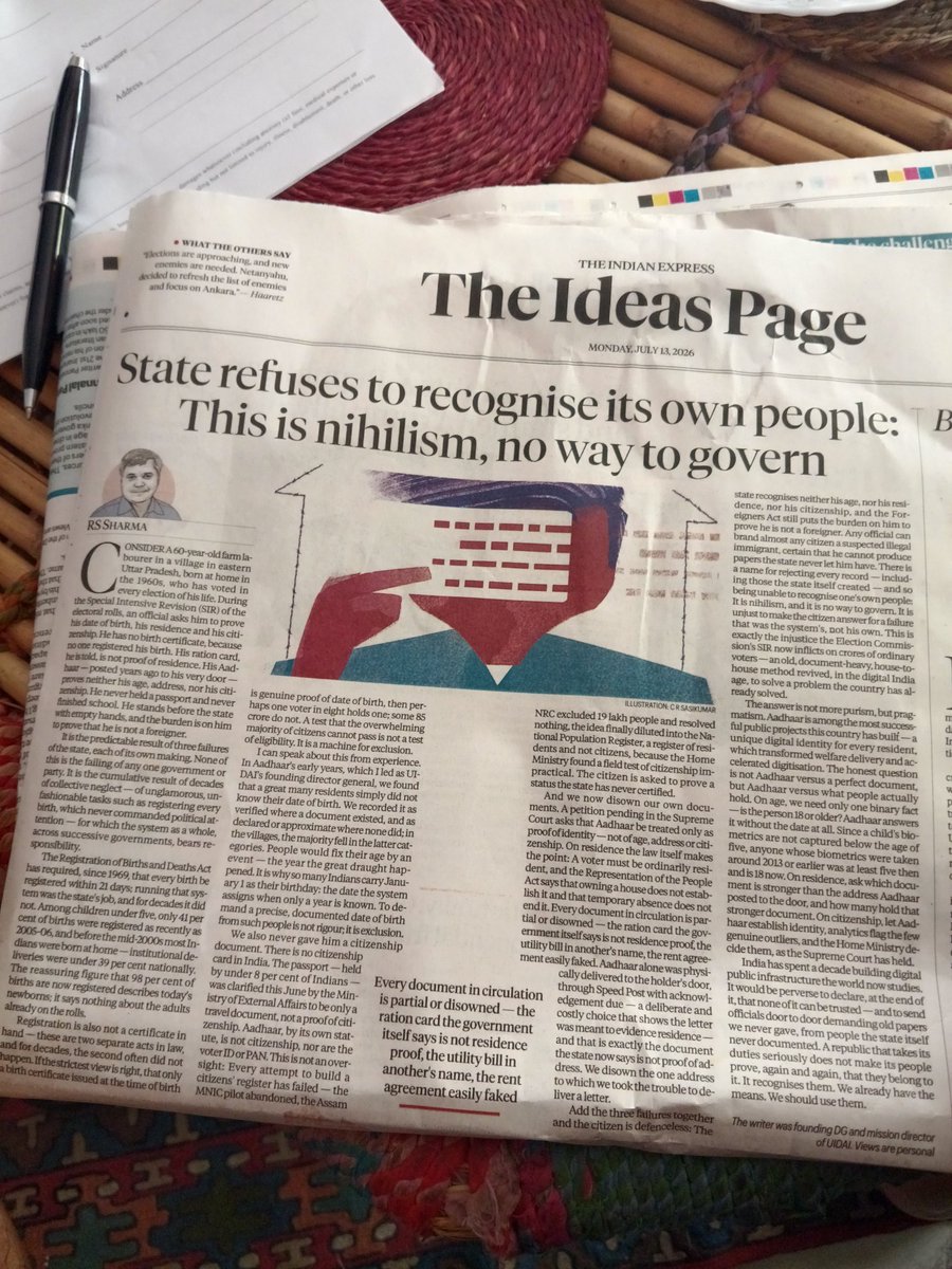 mkvenu1's tweet photo. Must read piece by former DG of Aadhar project. State is asking for documents it never gave citizens! https://t.co/d1A0tErbbM