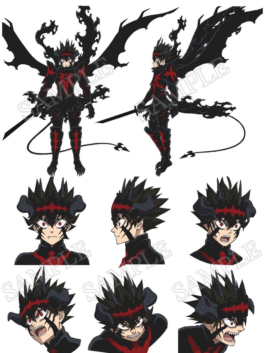 AniRave's tweet photo. 🚨 Setting design sheets for Asta’s “ Devil Union Demon Slasher” form, illustrated by character designer Yuko Takeda.

📺 Black Clover Season 2 premieres in October 2026. https://t.co/1PLlVpEymJ