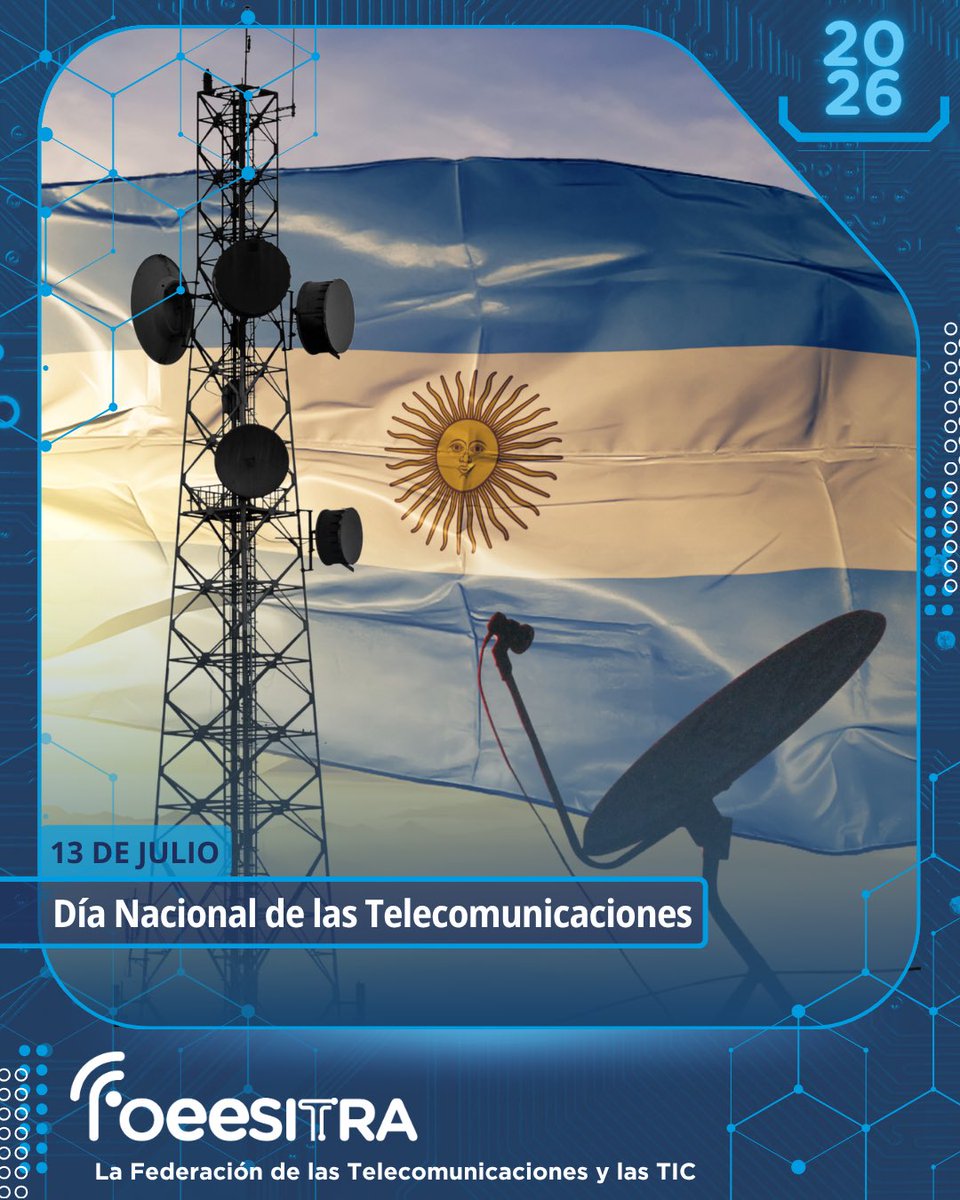 foeesitra's tweet photo. 📡 13 de julio | Día Nacional de las Telecomunicaciones

Cada 13 de julio se celebra en nuestro país el Día Nacional de las Telecomunicaciones, en conmemoración del momento en que las cooperativas telefónicas obtuvieron las licencias que les permitieron prestar servicios nacionales e internacionales en igualdad de condiciones con los demás operadores.
Hoy saludamos a todas las trabajadoras y los trabajadores que, con compromiso, conocimiento y esfuerzo cotidiano, sostienen las redes y hacen posible que millones de personas permanezcan comunicadas.
Desde FOEESITRA reafirmamos nuestro compromiso con la defensa del trabajo digno, los derechos laborales, la capacitación permanente y el desarrollo de unas telecomunicaciones al servicio de la comunidad y del crecimiento soberano de nuestro país.
Feliz Día Nacional de las Telecomunicaciones!

#telecomunicaciones #foeesitra