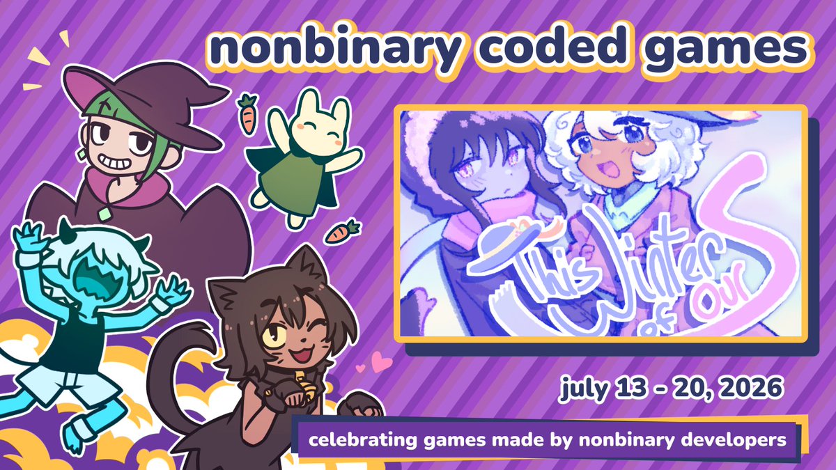 dotvariadot's tweet photo. This Winter of Ours is going to be a part of Nonbinary Coded Games!
We can't make the free game any cheaper, but we can discount our soundtrack. 

...except we accidentally set the sale to run in June. whoops.  

Soundtrack is 50% off on July 20th. Save one whole dollar! https://t.co/wXQg6rIve2