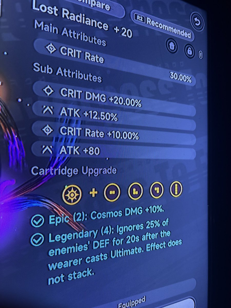 NonchalantAzure's tweet photo. @kendioses This is the cartridge and for all modules make sure they have CRit rate and CRit Damage  and yes you need to proc Blossom then Proc Ramora to Proc charge before popping ult with Shinku https://t.co/cX4XkokXgC