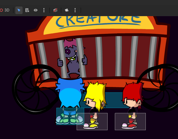 Scytheful's tweet photo. DEMO 3 overworld stuff is finally starting to be planned nicely 👀, though I may need a bit of help with what things I should add to the carnival

any ideas? (i already have a very rough concept for the overworld here, just dont know what else to add to the area in general) https://t.co/c1BSJ74TBp