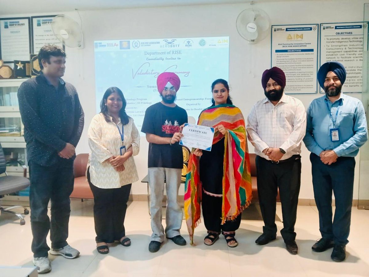 AcicRise's tweet photo. The Department of RISE, CGC Landran, in collaboration with Dronetech Solutions Pvt. Ltd. (Aerobott), Mumbai, successfully concluded the Summer Training Program 2026 on Drone, Robotics and 3D Printing, providing participants with an enriching blend of technical learning. https://t.co/5v1XnWO2vl