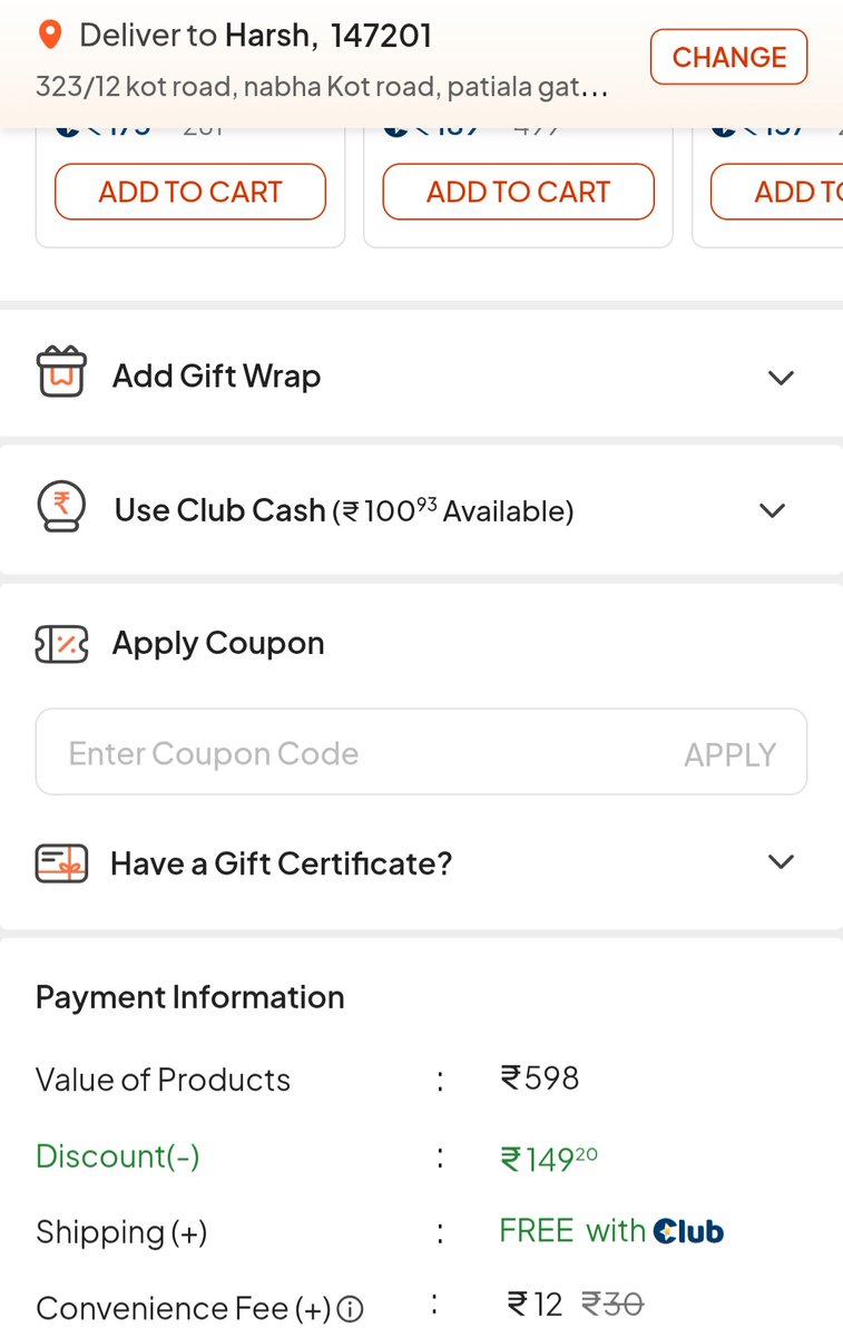 mandeep_1990's tweet photo. @firstcryindia Why do convience charges keep changing with different pincodes?? Also, it keeps on increasing as I keep adding more things in the cart.

Is that I have firstcry Membership and you can't put delivery charges and instead charge me through convience charges. https://t.co/FhfAH7q9RW