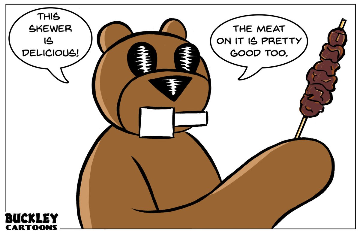 BuckleyCartoons's tweet photo. #Kabob #Skewer #Delicious #Meat #Cartoon #Beaver https://t.co/Awi4da6r61