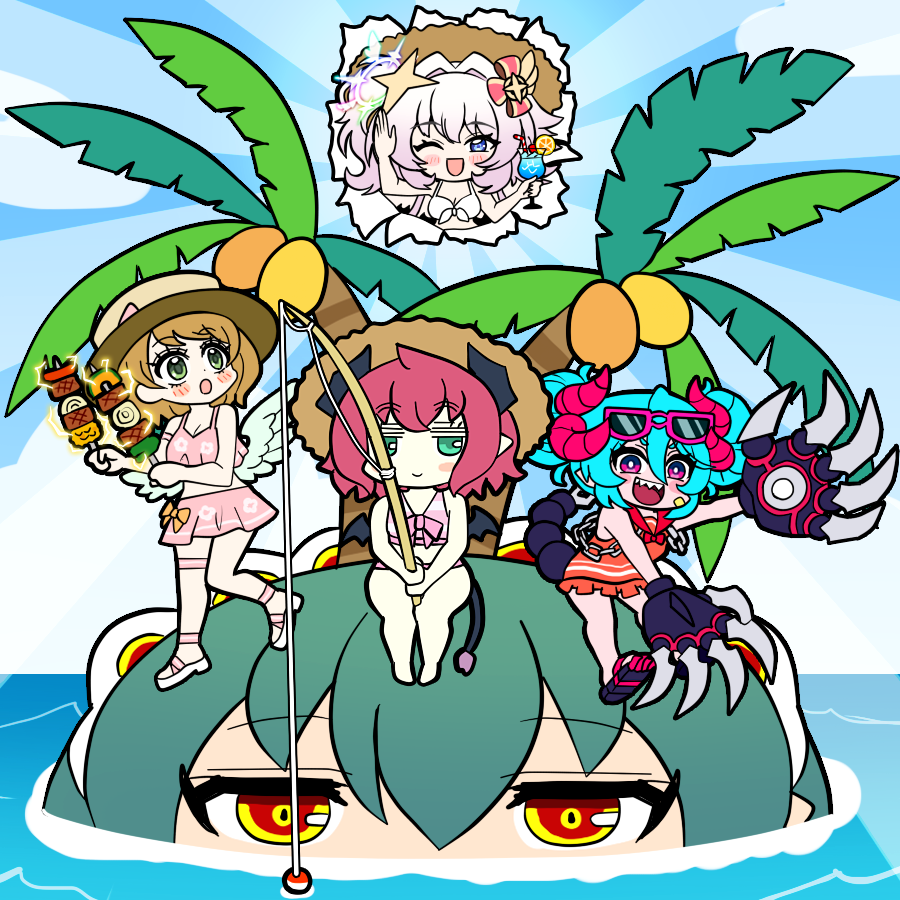monbas_official's tweet photo. 🌊海の日べるね💕⛵️

みんなでバカンスべる～🏝️💖

#モンバス7周年
#モンスターバスケット https://t.co/akGGbZn3OP