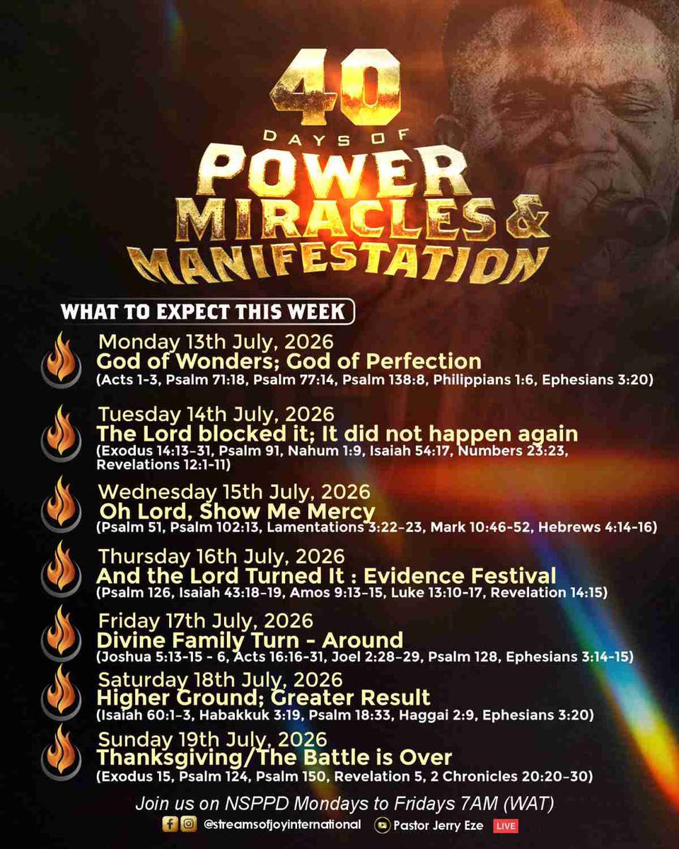 Vaknatech's tweet photo. NSPPD 4O DAYS OF MIRACLES THEME: GOD OF WONDERS; GOD OF PERFECTION 

https://t.co/SbJz7hROcp

Hashtags
#NSPPD #7amFirePrayers #GodOfWondersGodOfPerfection #LetManifestationBegin #40DaysOfMiraclesPowerAndManifestation #PastorJerrysBirthday https://t.co/DwYQAETTzv