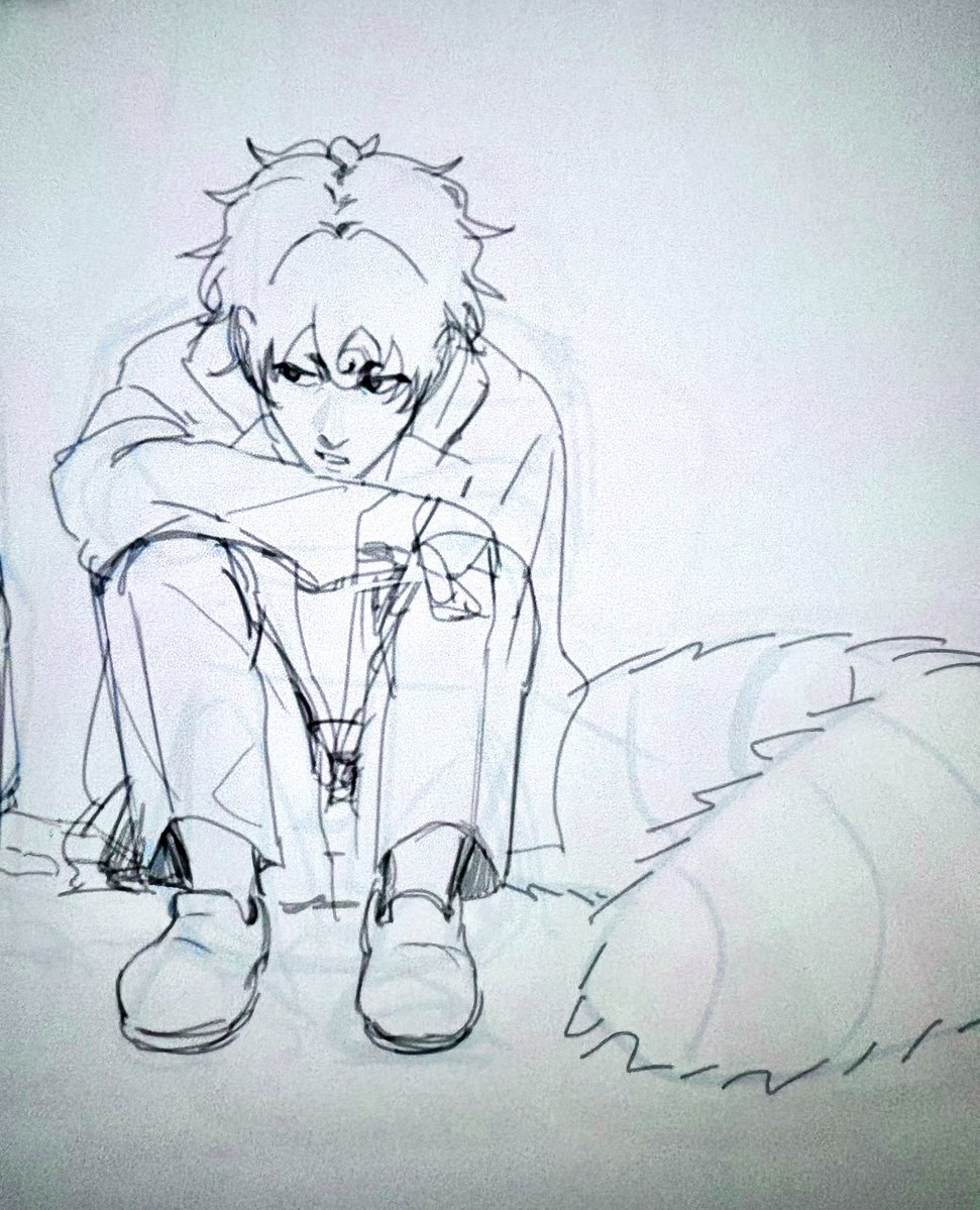 nen5_6's tweet photo. wip シマ先生の体育座り描きたかった🐿️ https://t.co/6KnKXvY3aZ