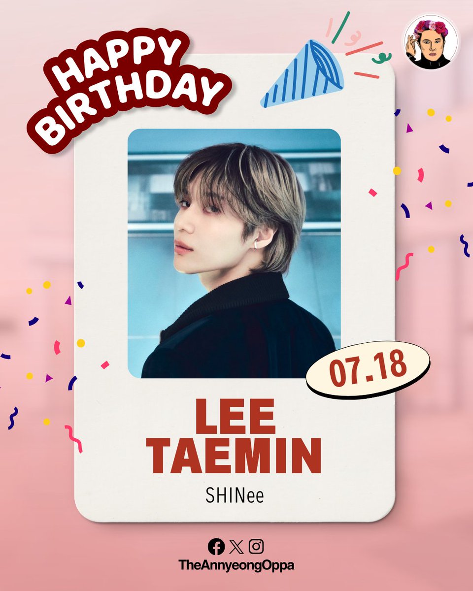 TheAnnyeongOppa's tweet photo. Shawol, let us celebrate a very special day today! 🥳

Happiest birthday to SHINee's Lee Taemin! May this day be filled with unlimited joy and blessings! Shawol will always be supporting you! ❤️🎉

For more K-pop updates, visit: https://t.co/ihqoZgiyrl

#HappyLeeTaeminDay https://t.co/A9GPWGf9my