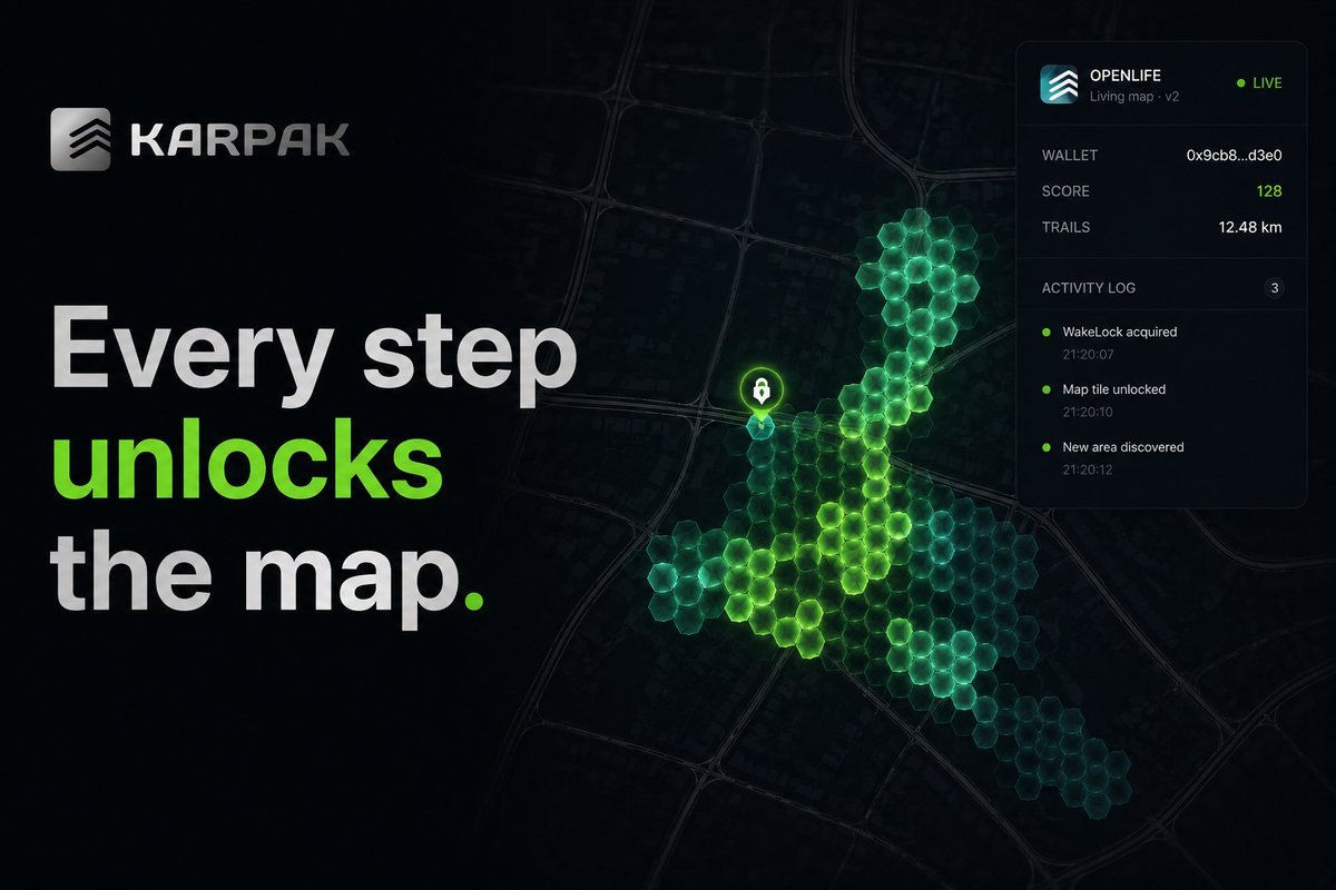 karpak_xyz's tweet photo. Every street you walk, you light up. 🗺️

Step outside, and the fog over the real world clears—block by block. The ground you unlock is yours to own.

This is OpenLife. Walk to reclaim your city. https://t.co/68PQsvvuhE