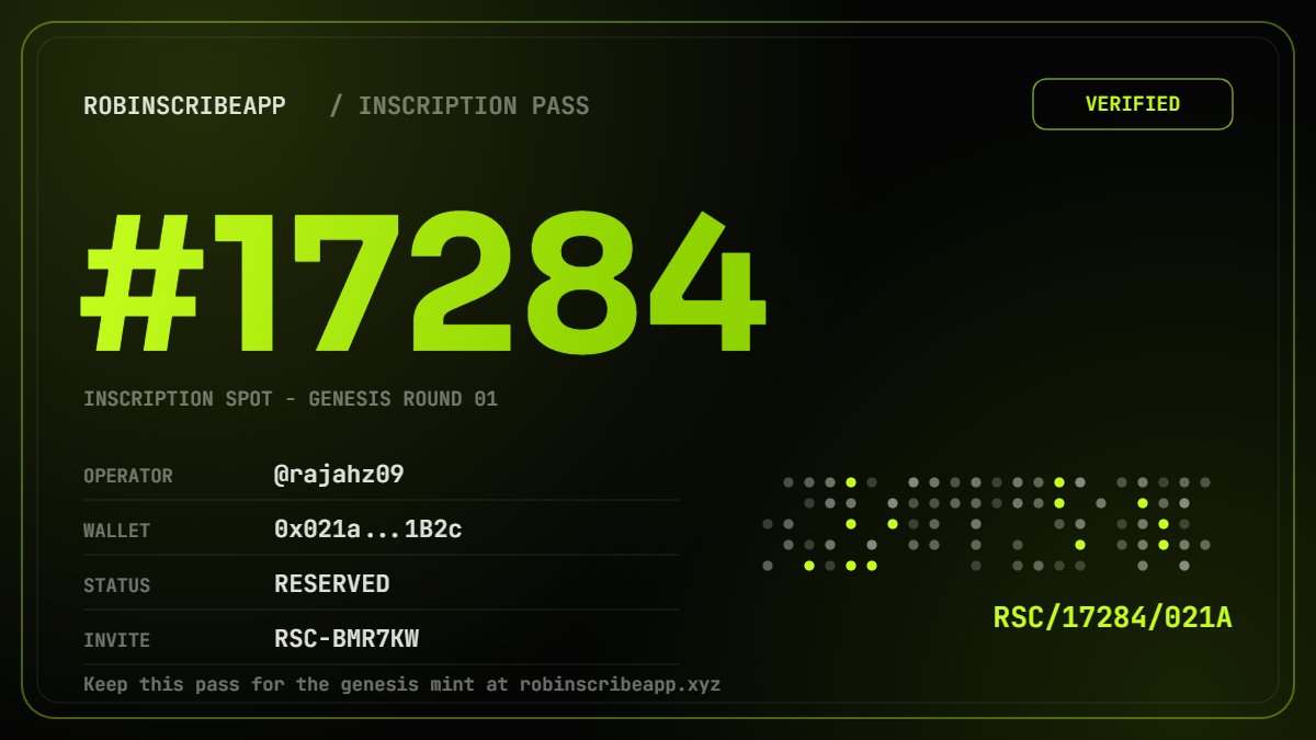 rajaHz09's tweet photo. inscription spot #17284 claimed for the @robinscribeapp genesis round → https://t.co/pvrvHkX8bf https://t.co/CSyCo31RI3