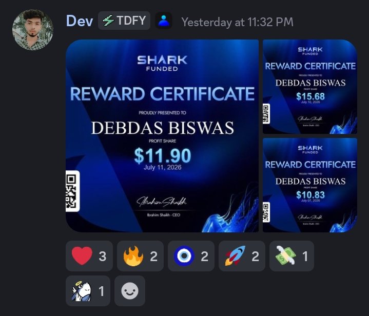 SharkFundedfirm's tweet photo. Traders are getting paid daily.

Whether it's a first payout or a fifth, our traders continue receiving their profit shares without delays.

With the Instant Bolt Challenge, you get: 

• Daily payouts 
• No consistency rule 
• Static drawdown

Trade with confidence. Get your first payout with SharkFunded today. 🦈