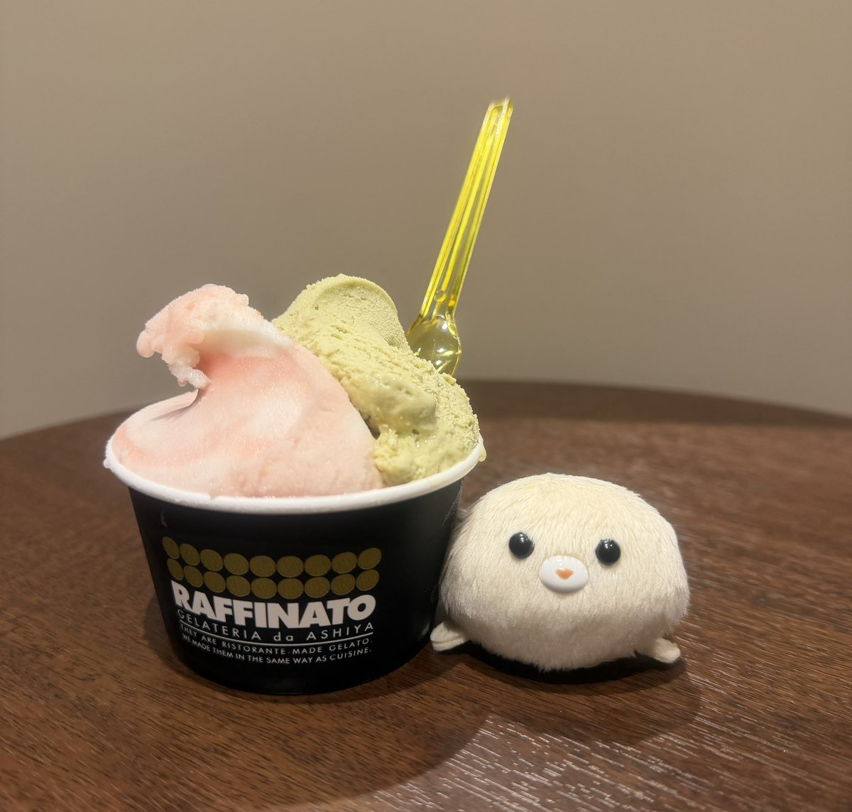BdlIcas's tweet photo. あついからね、アイス食べようね🍨
#ぬいぐるみ　#アザラシ　#ぬい撮り　#ハンドメイド　#ラッフィナート https://t.co/0lhFyrY8E9