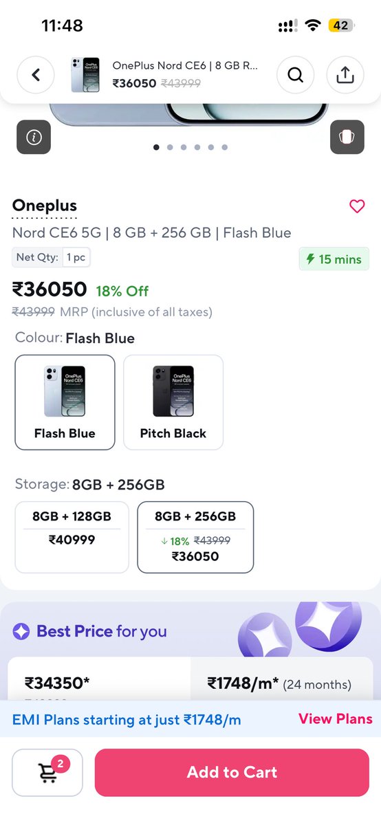 prabsbox's tweet photo. @ZeptoNow  really I dont understand the pricing here, higher variant costs lower than base variant . https://t.co/Tgxi4vD1t3
