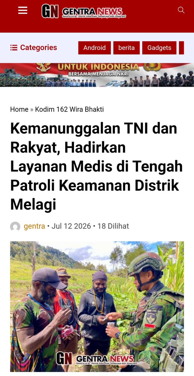RossaSaski's tweet photo. Pengabdian TNI tidak kenal halangan waktu, jarak, maupun area perang. Para anggota melintasi hutan, sungai deras, dan gunung terjal mendatangi warga terpencil.
Bekerja Berkarya Berbakti https://t.co/W0PhjIlcpy