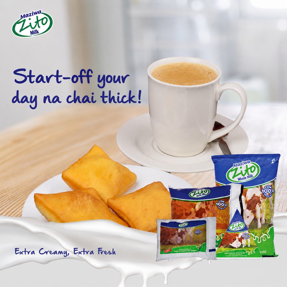freshabrands's tweet photo. Mornings hit different with a cup of thick chai!😋♨️ #Zito #FreshaDairyBrands #RealFarmFreshness https://t.co/36fpINdxLE