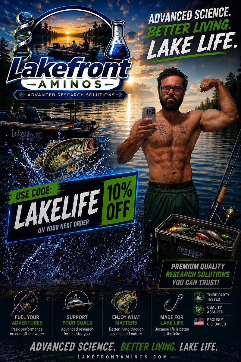 Lakefrontaminos's tweet photo. Come check us out! Let us earn your trust and support! Code lakelife for savings!! #ruo #peptides #research #biohacking #peps https://t.co/21WZMRqupC