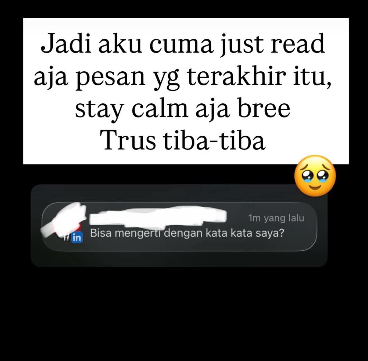 marrmuudd's tweet photo. GUYS MAU CERITA Kalian pernah gasih dimarahin sama org, Gara gara ngefollow akun LinkedIn nya 😭
Aku: install LinkedIn buat networking 🤝 
Dia: Kenal aku dari mana? 
Aku: Nggak kenal kak, mau networking 
Dia: Saya nggak suka cewek follow saya 
Aku: Baik kak, saya unfollow ya 🙏 
Dia: "Masa jadi perempuan gitu aja nggak ngerti
Lah bang, ini LinkedIn apa grup keluarga? 😭

📍Note buat para pencari kerja di LinkedIn : Sebelum nge-connect orang di LinkedIn, pastikan: 
✅ Kenal sejak TK 
✅ Pernah salim Bapak/mamaknya 
✅ Sudah minta izin pasangan beliau 
✅ Disetujui RT/RW setempat Biar nggak kena ceramah kya aku 😭

cc : raudhatul_azkia4