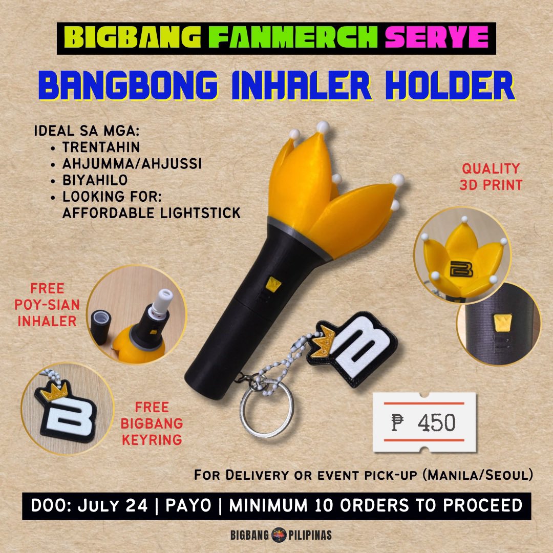 BIGBANGFILO's tweet photo. [BIGBANG FANMERCH SERYE]

#BIGBANG INHALER HOLDER

Para sa trentahin, biyahilo, may migraine atbp. — karamay sa fangirling/fanboying 💛

Order form: https://t.co/F3GxpqxYUZ

#BIGBANG20 #GDRAGON #TAEYANG #DAESUNG https://t.co/2OzM0ZVERZ