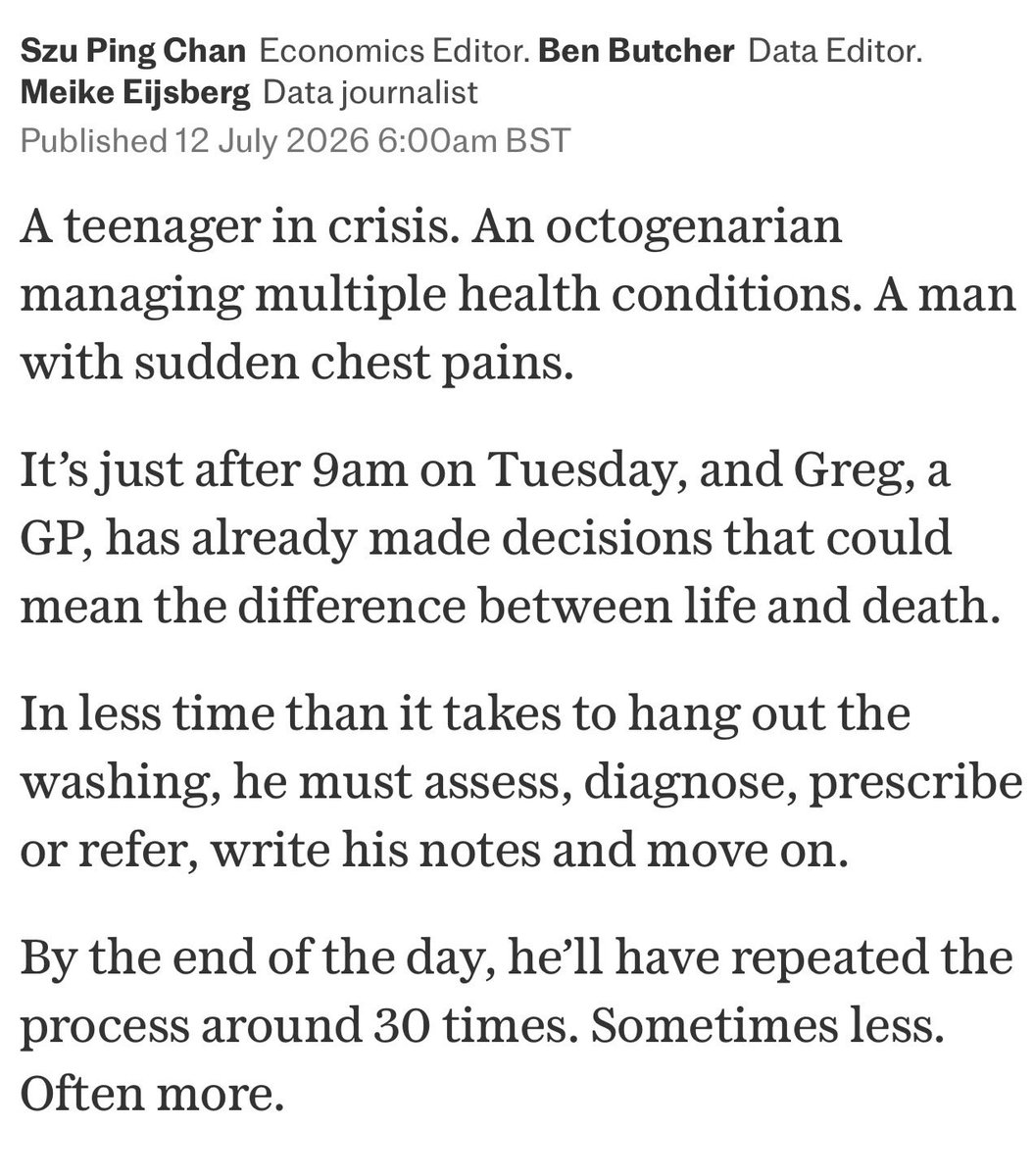 r1chardf1tzg3r1's tweet photo. How Politicians Drive #GPs Out Of NHS

Intolerable Unsafe Workloads

£25/ NHS GP Consultation 

£80-120 If #Private 

NHS Substitutes Doctors For #Noctors 

@andyburnham @LucyMPowell 
@CompassOffice @LabourList 

@TheBMA @BMA_GP @BMAResidents @Telegraph @GBNEWS @LBCNews @FT https://t.co/3w66M30Bqn