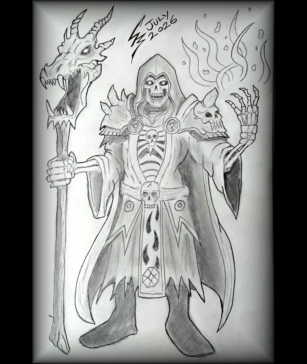 TheSoulGrinder's tweet photo. Day 212 of my #dailysketch. This is the Earth Lich, an undead Necromancer who has mastered the art of Geomancy. Concealing itself beneath the soil, it lies in wait before erupting from the earth to ambush unsuspecting prey.
#lich #earthmagic #rpgdesign #fantasy #pencilsketch https://t.co/zHvnDtFeWf