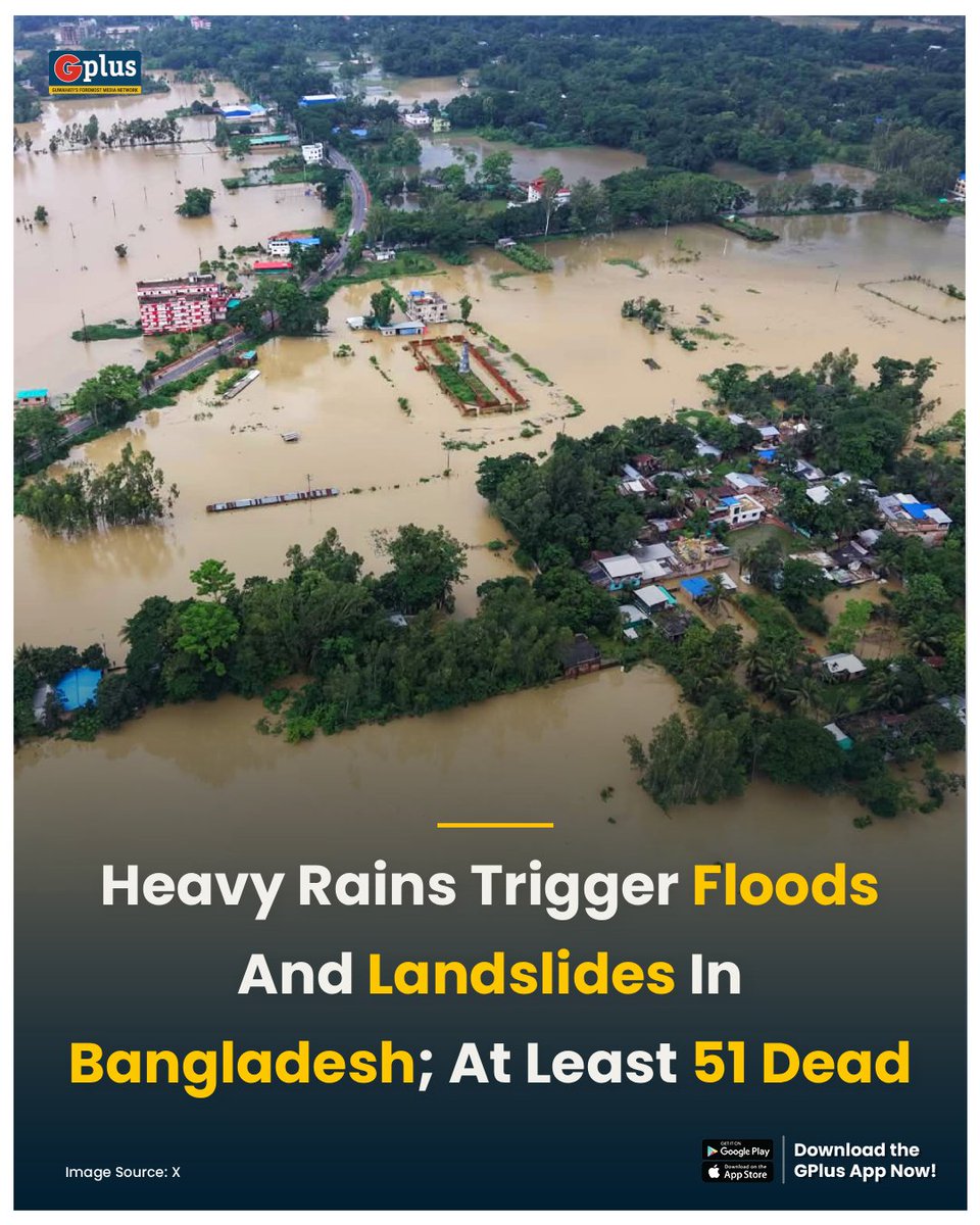 guwahatiplus's tweet photo. NEWS | Floods and landslides triggered by days of torrential monsoon rain have claimed the lives of at least 51 people in southeastern #Bangladesh, leaving more than a million people stranded as authorities race to deliver relief to devastated communities.

#flood #landslides https://t.co/PCgpXQElyS
