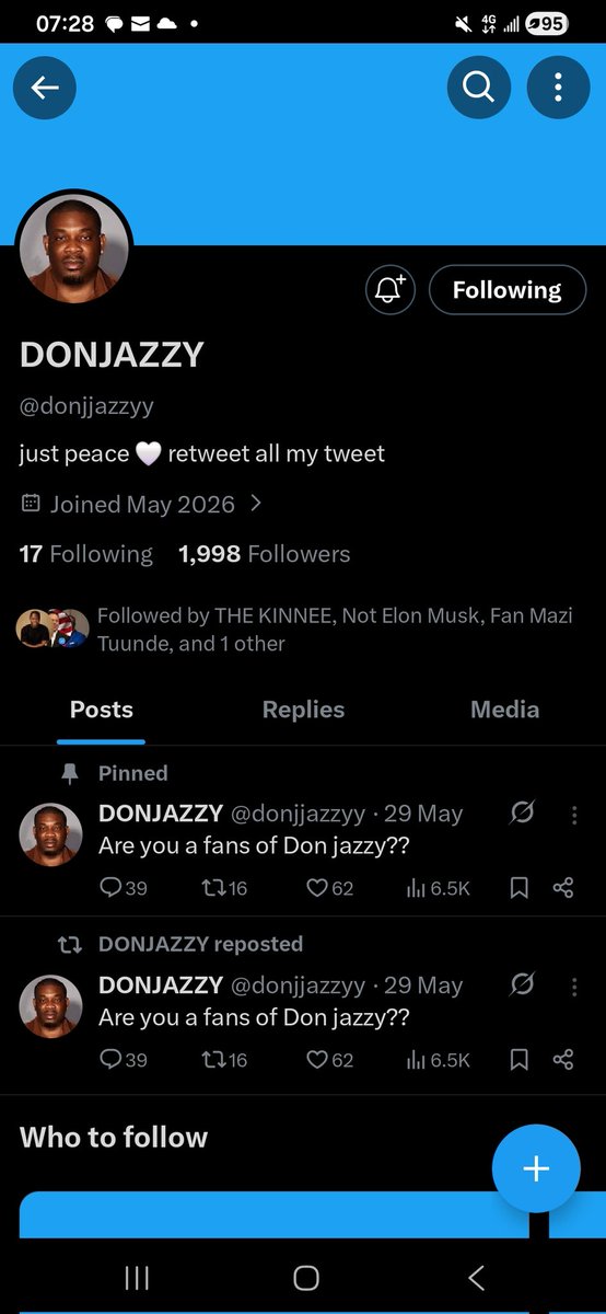 AlourenceV's tweet photo. @asherrkiinee @ObiCubanaFc @donjjazzyy Good morning, am.following all. Palmpay sir. God bless your sponsors amen. Been following them for a long time.. monday be fqvorable unto me amen https://t.co/1io8KRrnBB