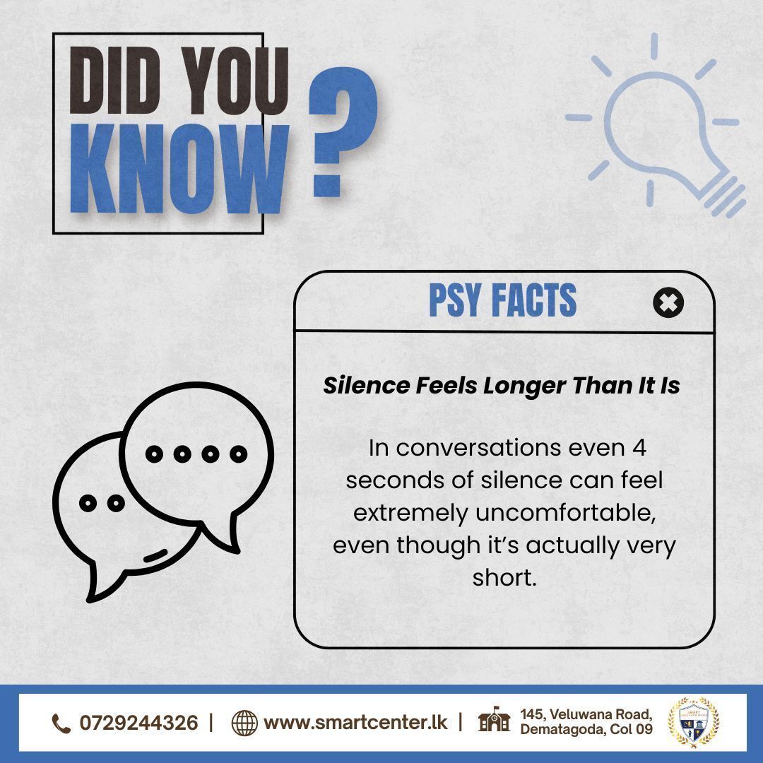 SmartiumC's tweet photo. That awkward silence you feel? It’s probably just a few seconds. Your brain exaggerates it and makes it feel much longer!
📞 0729244326
📍12, Palitha Place Dematagoda, Col 09
🌐 https://t.co/KtHbq7x3DN
#class #tuitionclass #englishmedium #dematagoda #smartcenter #colombo https://t.co/TlNgdfChFg
