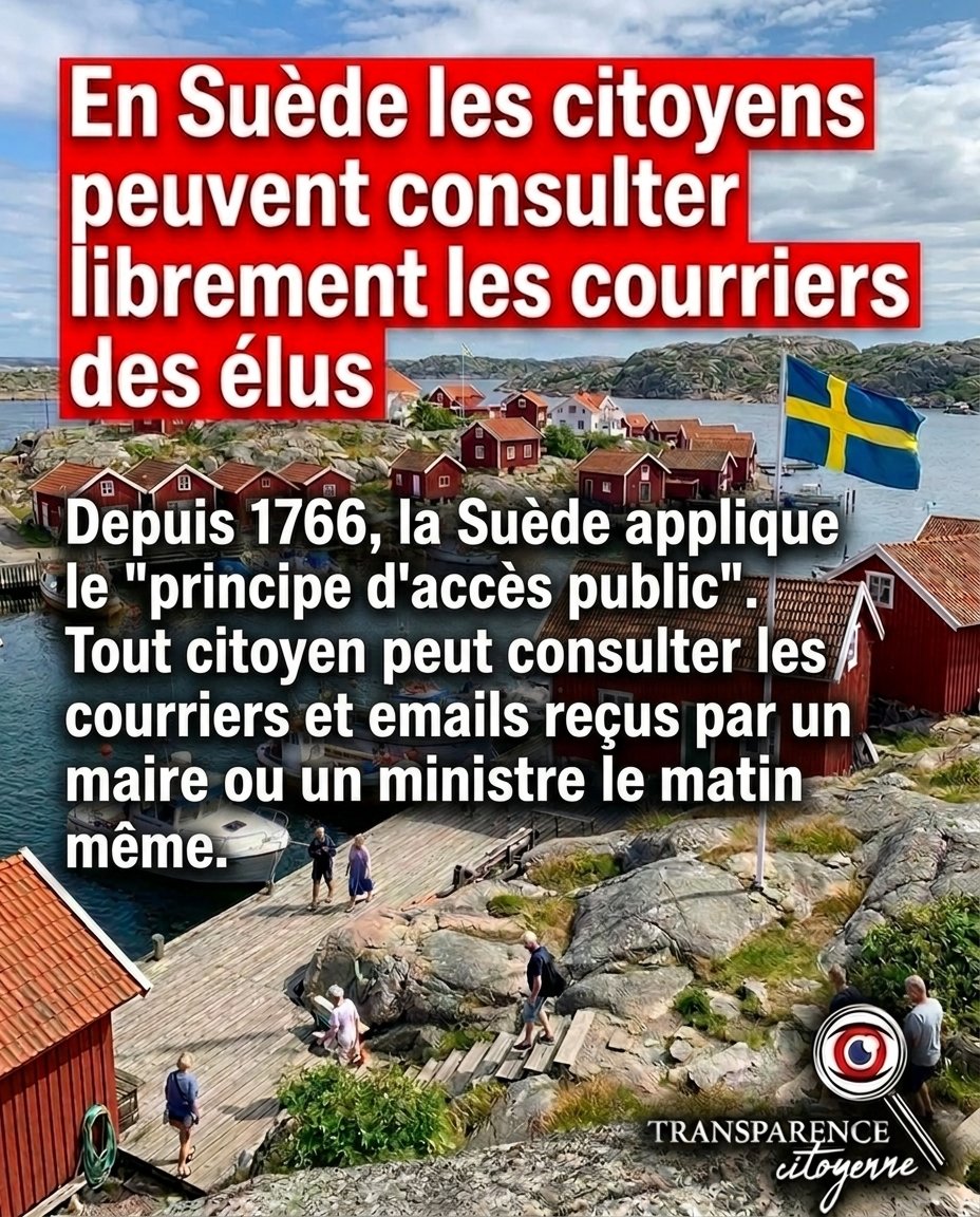 TransparenceCit's tweet photo. Dans la culture suédoise, rien ne doit être caché et tout peut être vérifié instantanément par la presse ou les citoyens. https://t.co/UvlMdanmfm