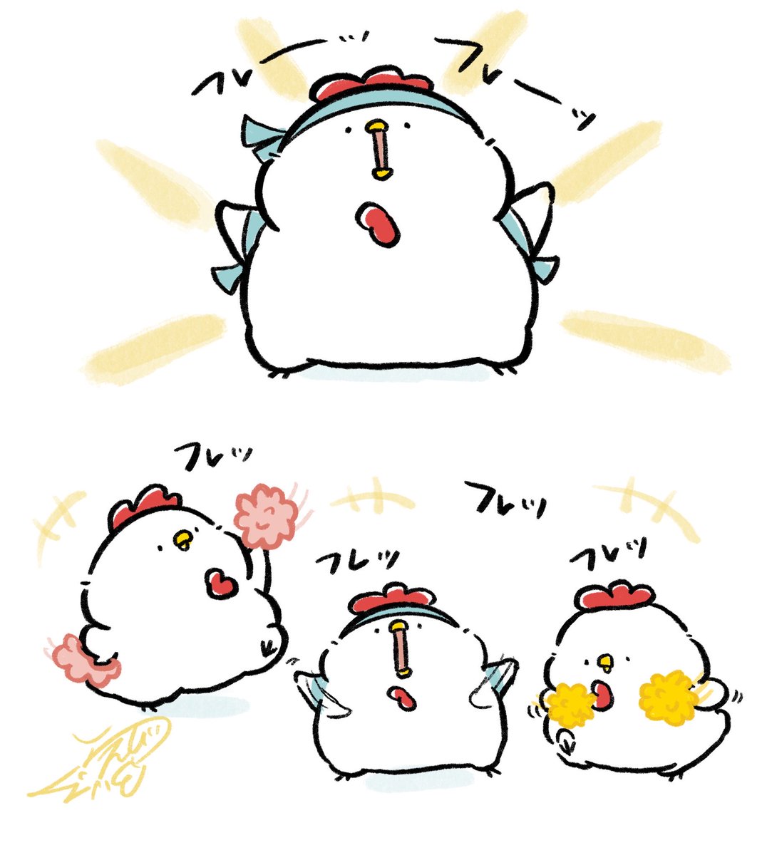 ebi_rakko's tweet photo. 月曜日がんばってる人への応援団🐔📣
#ゆるいイラスト #応援 https://t.co/TMU2EsYDIN