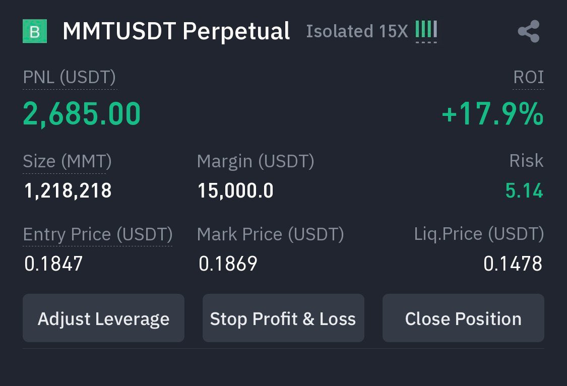 LucaRolle001's tweet photo. $MMT/USDT Take-Profit target 1 ✅
Profit: 17.8959% 📈
Period: 6 min ⏰
Join https://t.co/MWU7bGgh7k https://t.co/nkdY45v4vR