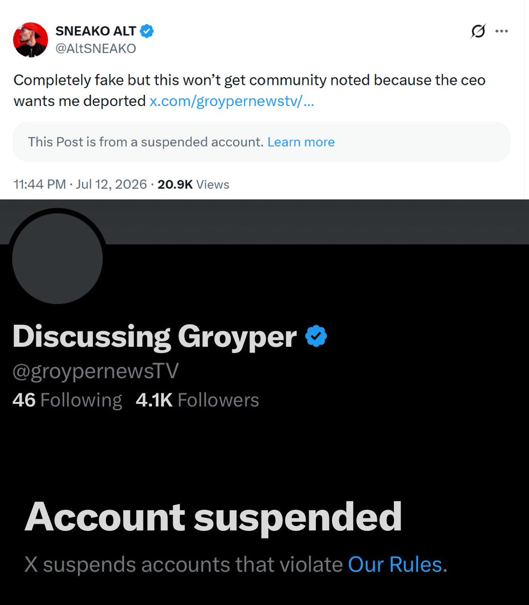 SuspENDedfisch's tweet photo. Hmm I wonder who got @groypernewsTV banned? https://t.co/qLEFojhiT8