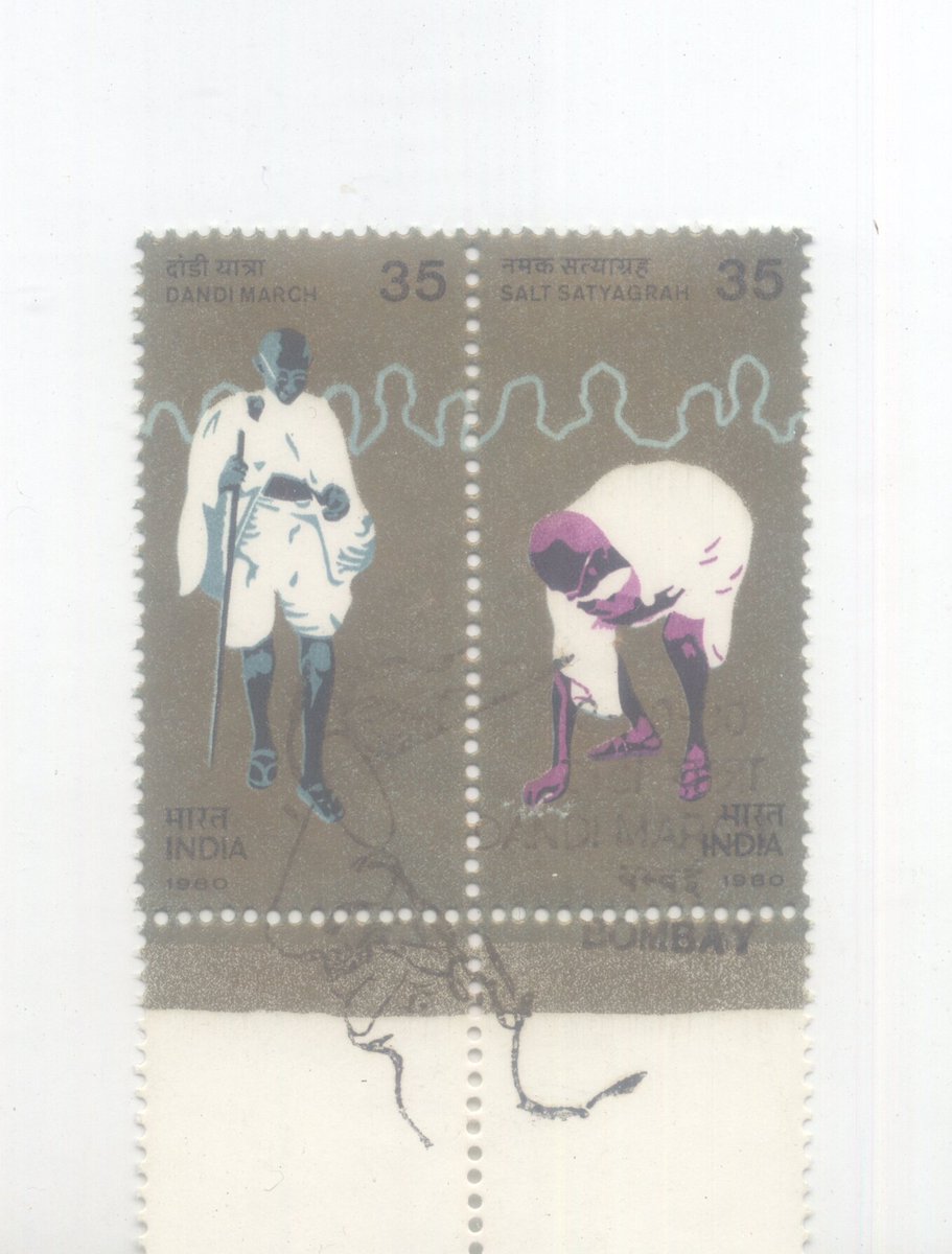 VinodTaparia1's tweet photo. MAHATMA GANDHI MARCHING TO DANDI & PICKING SALT #RARE MNH TWO stamps set.
India 1980 Gandhi - Dandi March Se- Tenant Stamps with First Day Cancellation and FDC with BOMBAY Cancellation.
#In_Collection https://t.co/JXRwBDjdwD