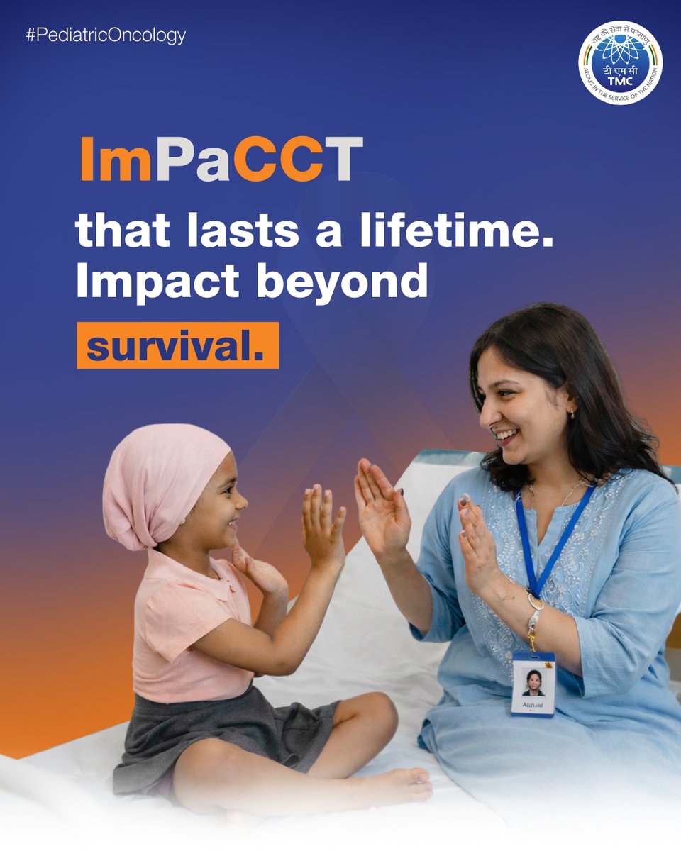 TataMemorialCtr's tweet photo. Childhood cancer care doesn't end with treatment.
Through the ImPaCCT Survivorship Program, TMC supports survivors with lifelong medical, psychological, educational & financial care helping them thrive beyond survival.
#PediatricOncology
#ImPaCCT https://t.co/yFH6wmijwr