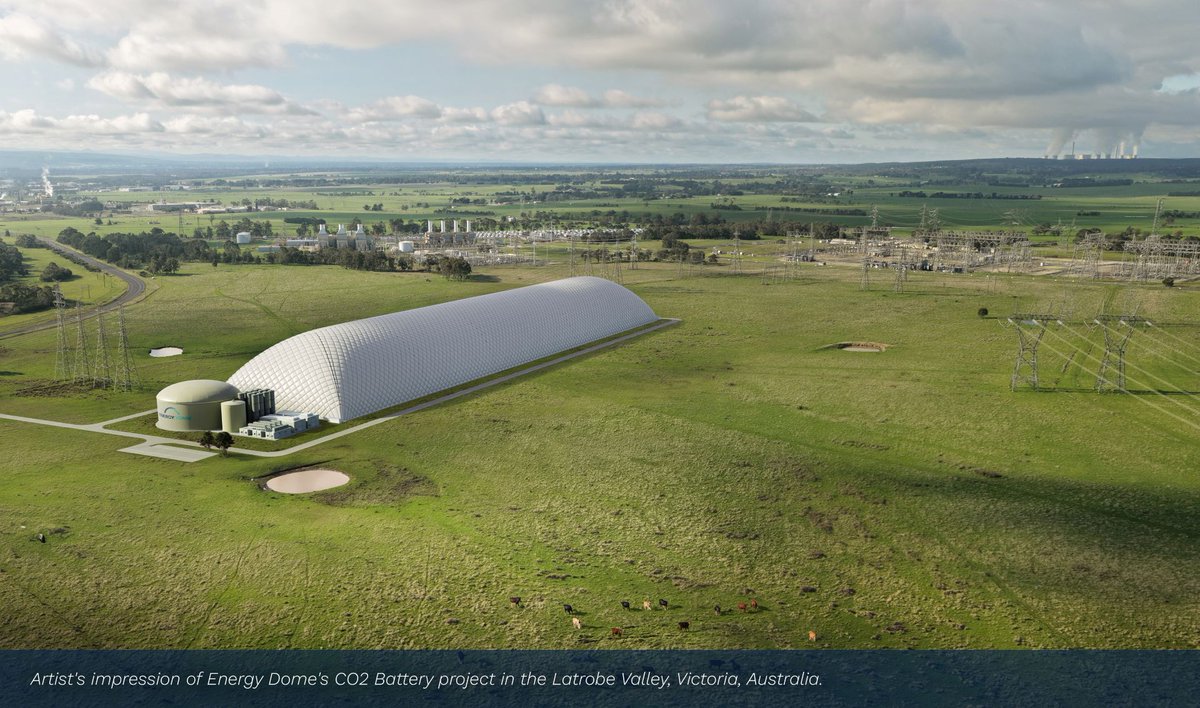 pvmagazine's tweet photo. ‘Australian first’ compressed CO2 battery project takes shape: The Victorian government and Italian clean technology company Energy Dome have announced plans to develop Australia’s first long-duration… https://t.co/ifWLW8821U #Photovoltaics #EnergyStorage #RenewableEnergy https://t.co/ujNrHHxV6x